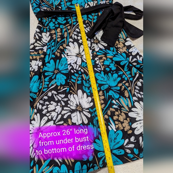 Vintage le chateau size med strapless mini dress, EUC, teal floral pattern - Picture 7 of 16